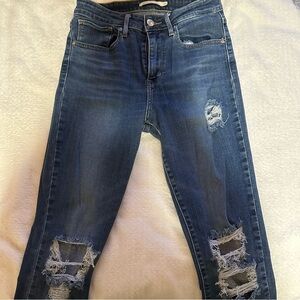 Distressed Blue Levis Jeans (721) High Rise Skinny